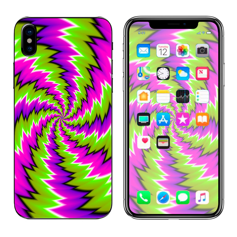  Psychedelic Moving Purple Green Swirls Apple iPhone X Skin