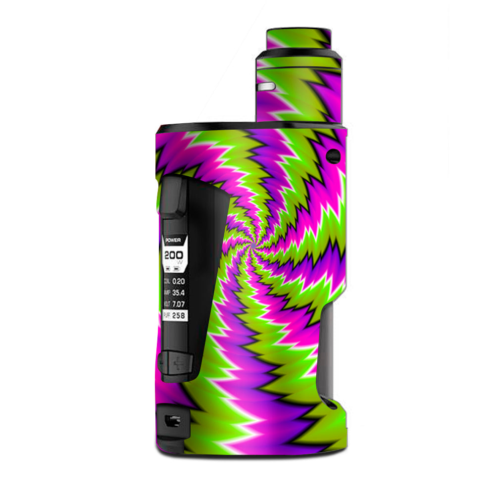  Psychedelic Moving Purple Green Swirls G Box Squonk Geek Vape Skin