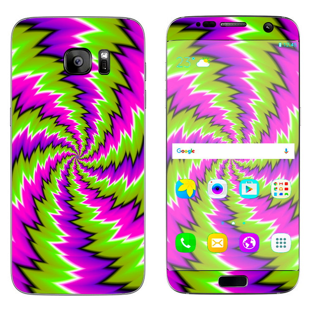  Psychedelic Moving Purple Green Swirls Samsung Galaxy S7 Edge Skin