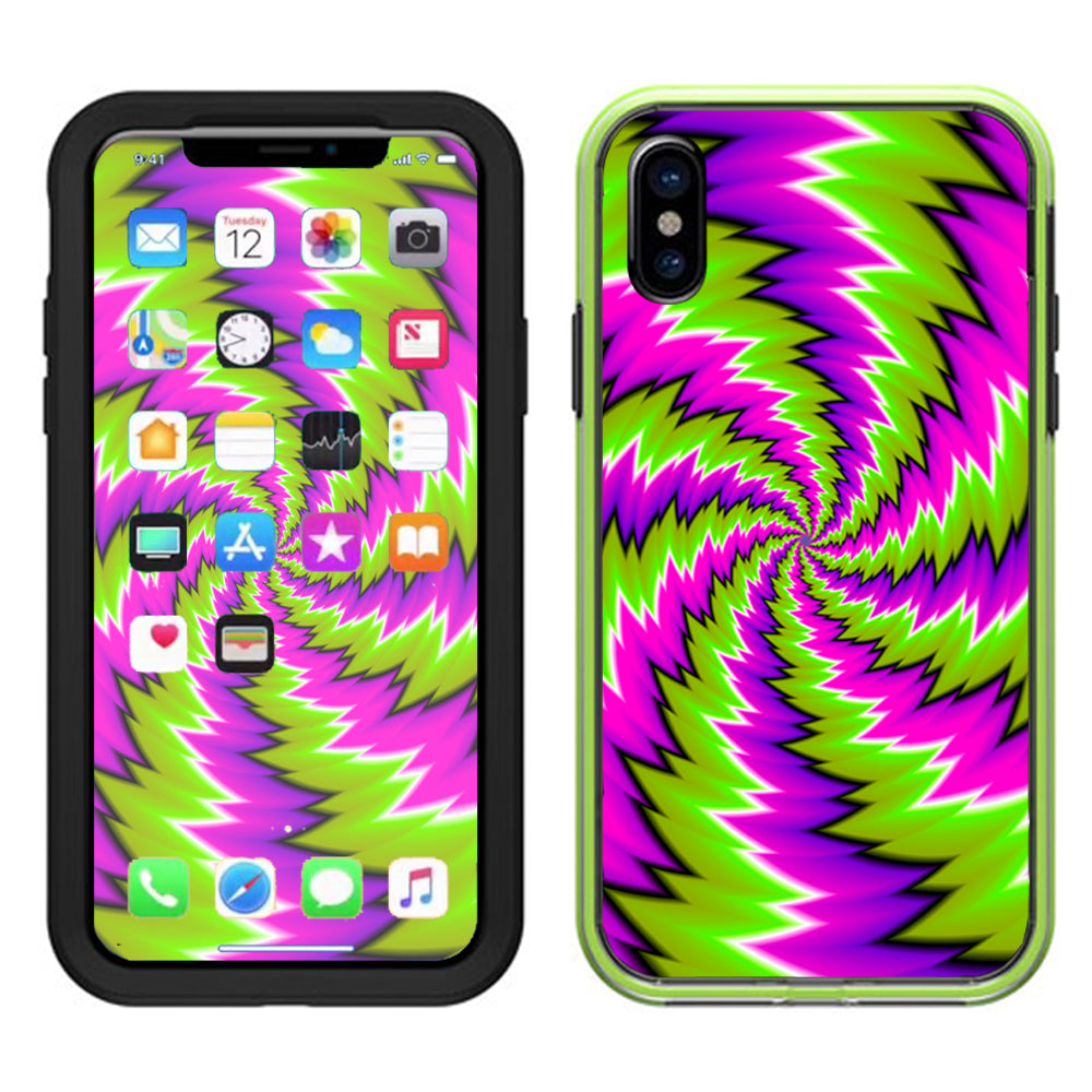  Psychedelic Moving Purple Green Swirls Lifeproof Slam Case iPhone X Skin
