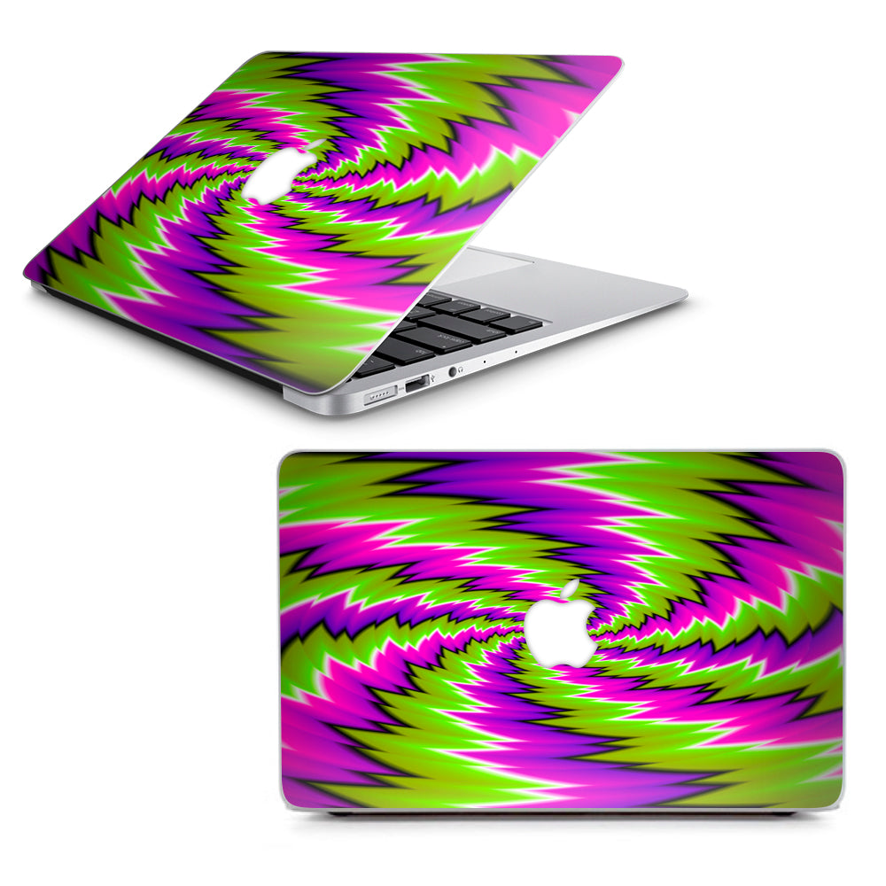  Psychedelic Moving Purple Green Swirls Macbook Air 11" A1370 A1465 Skin