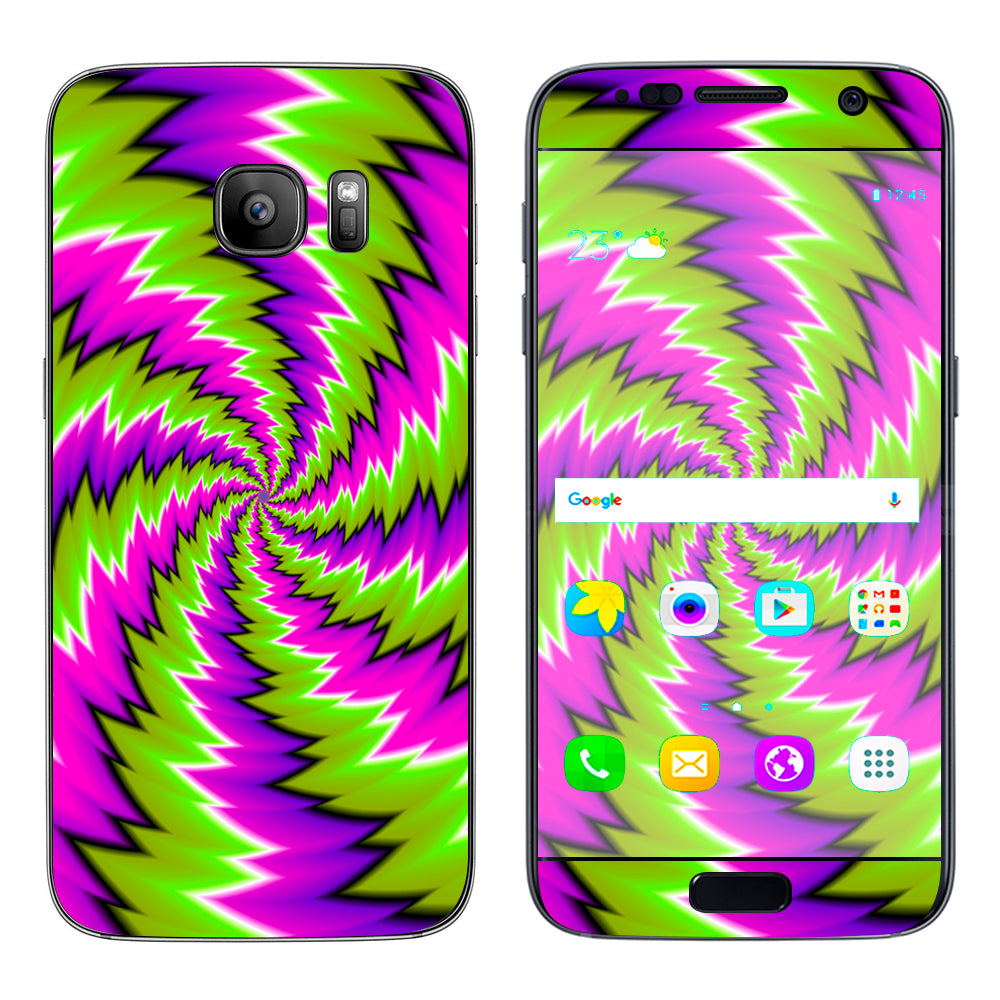  Psychedelic Moving Purple Green Swirls Samsung Galaxy S7 Skin