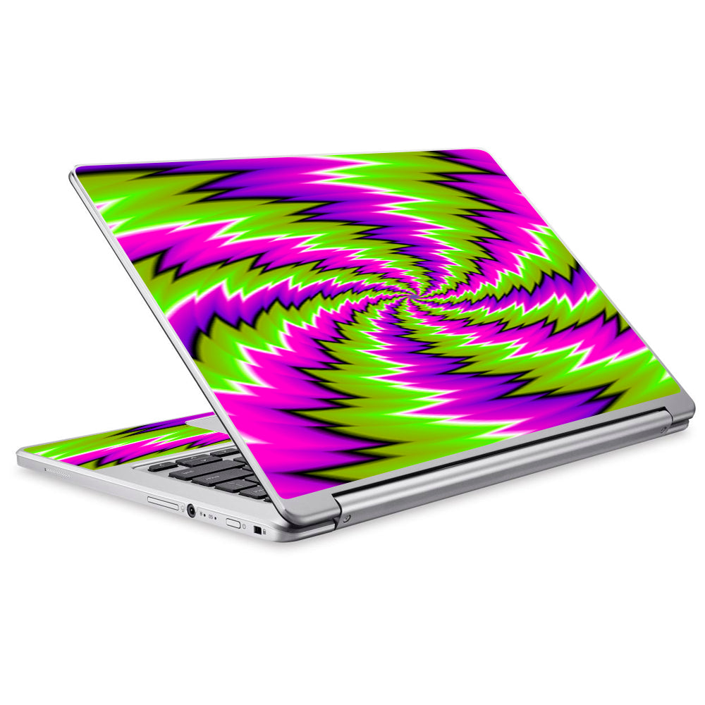  Psychedelic Moving Purple Green Swirls Acer Chromebook R13 Skin