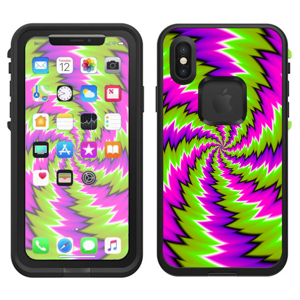  Psychedelic Moving Purple Green Swirls Lifeproof Fre Case iPhone X Skin