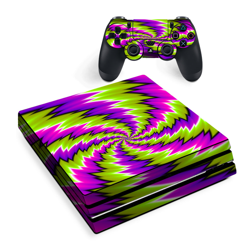 Psychedelic Moving Purple Green Swirls Sony PS4 Pro Skin