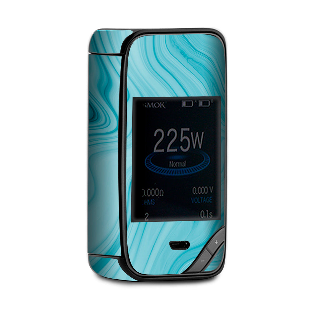  Teal Blue Ice Marble Swirl Glass X-Priv Smok Skin