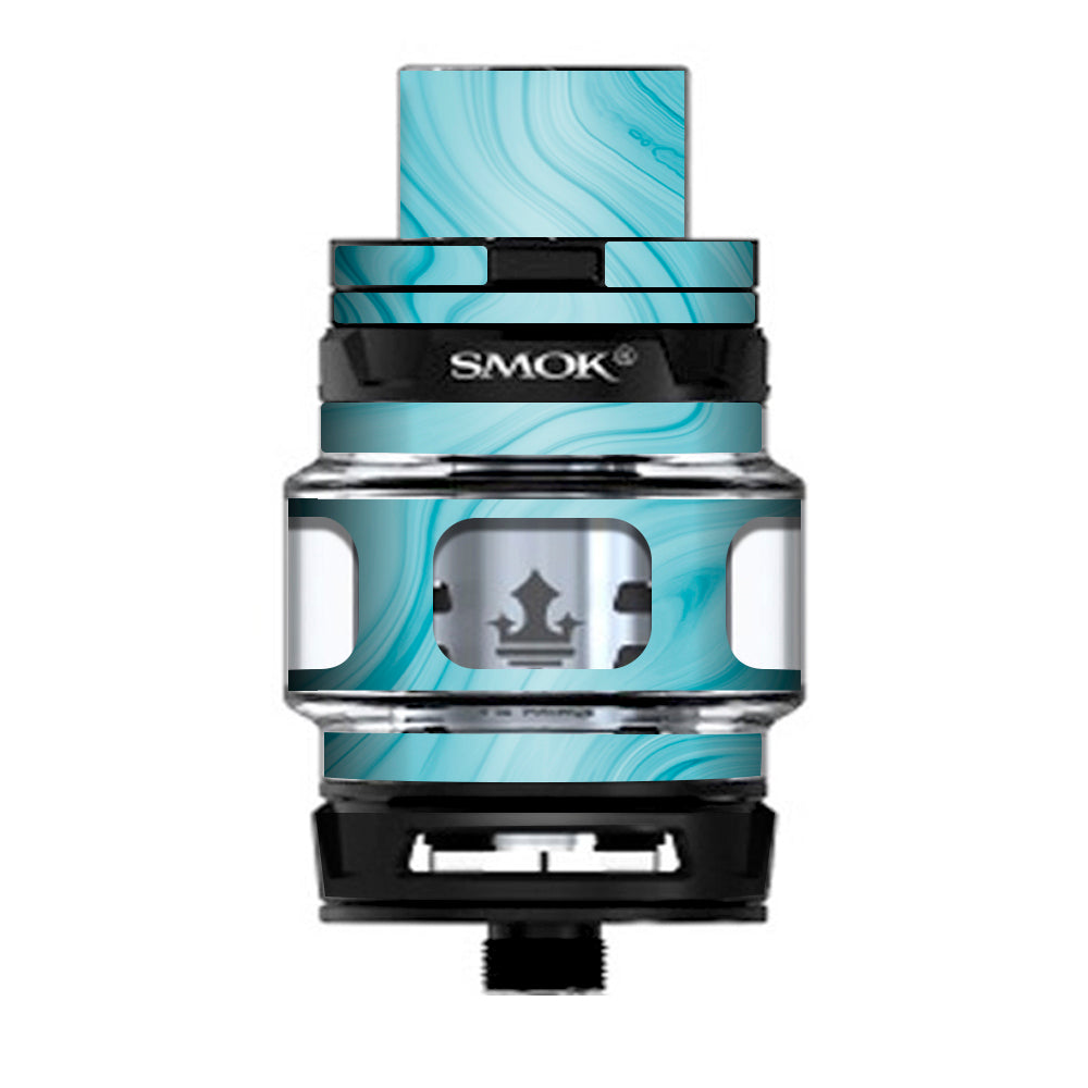  Teal Blue Ice Marble Swirl Glass Prince TFV12 Tank Smok Skin