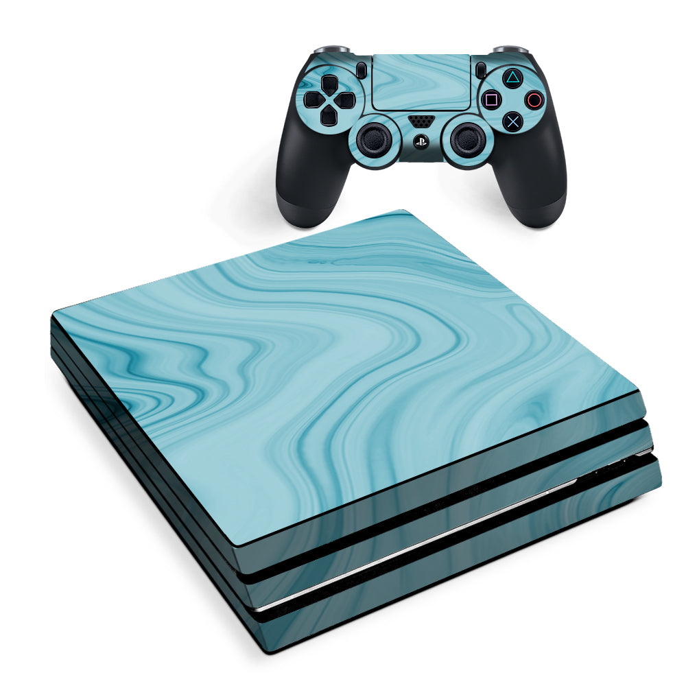 Teal Blue Ice Marble Swirl Glass Sony PS4 Pro Skin