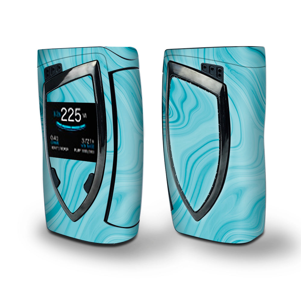 Skin Decal Vinyl Wrap for Smok Devilkin Kit 225w Vape (includes TFV12 Prince Tank Skins) skins cover / Teal Blue Ice Marble Swirl Glass