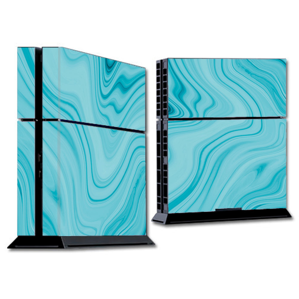  Teal Blue Ice Marble Swirl Glass Sony Playstation PS4 Skin