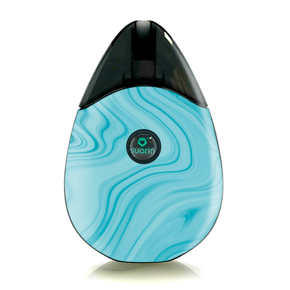  Teal Blue Ice Marble Swirl Glass Suorin Drop Skin