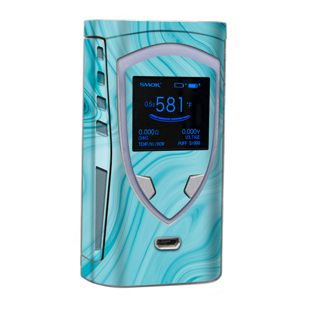  Teal Blue Ice Marble Swirl Glass Smok Pro Color Skin