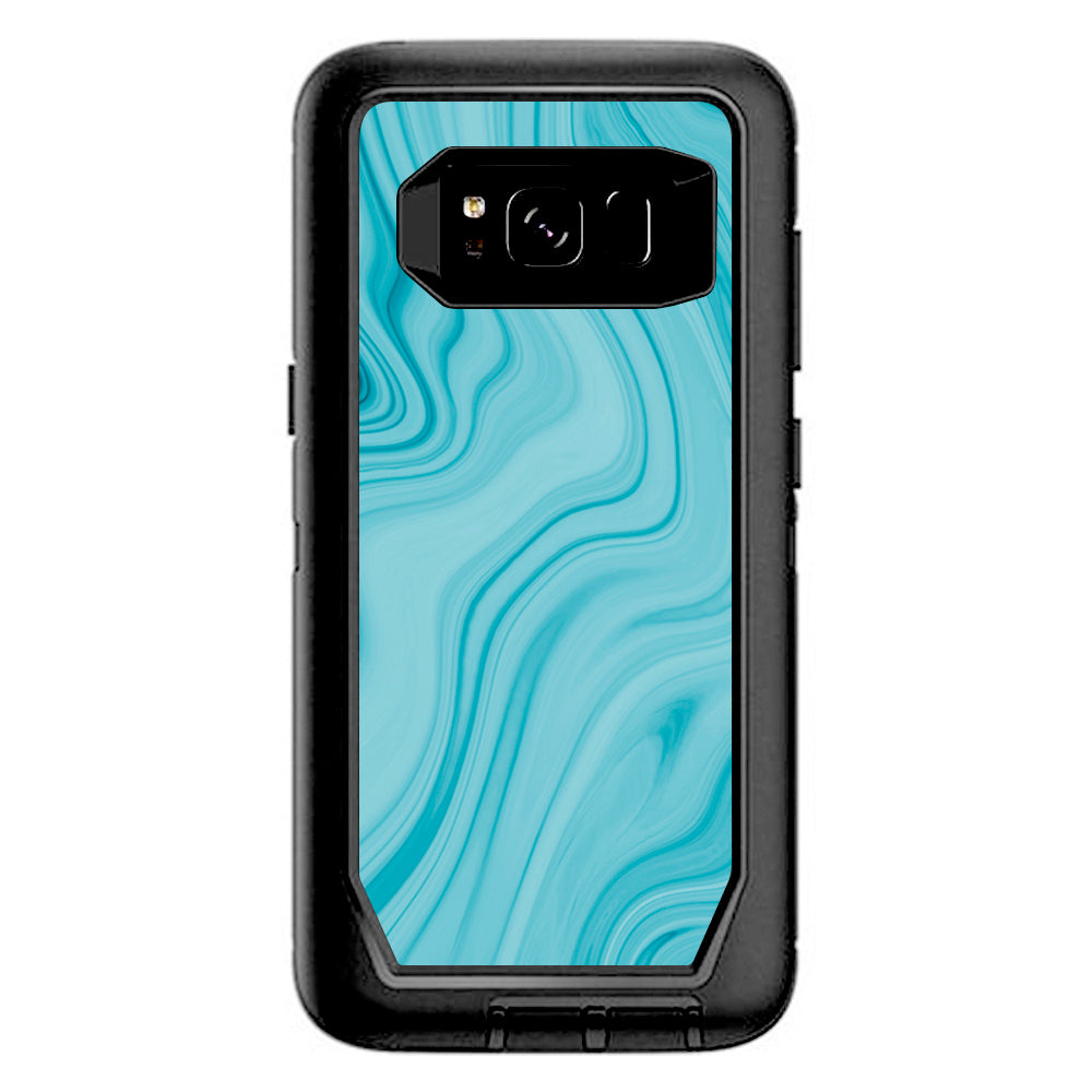  Teal Blue Ice Marble Swirl Glass Otterbox Defender Samsung Galaxy S8 Skin