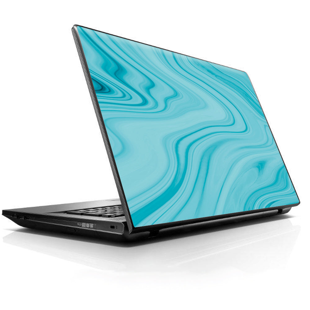  Teal Blue Ice Marble Swirl Glass HP Dell Compaq Mac Asus Acer 13 to 16 inch Skin