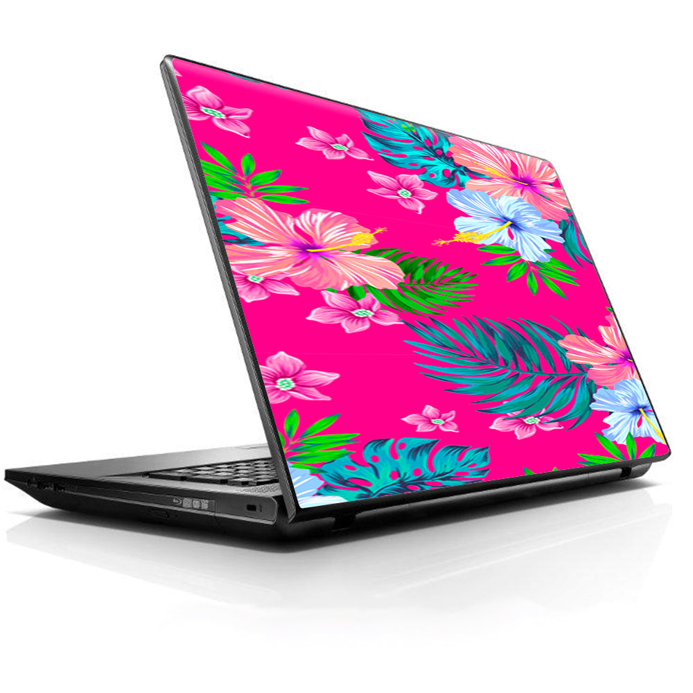  Pink Neon Hibiscus Flowers HP Dell Compaq Mac Asus Acer 13 to 16 inch Skin