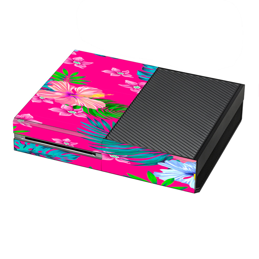  Pink Neon Hibiscus Flowers Microsoft Xbox One Skin