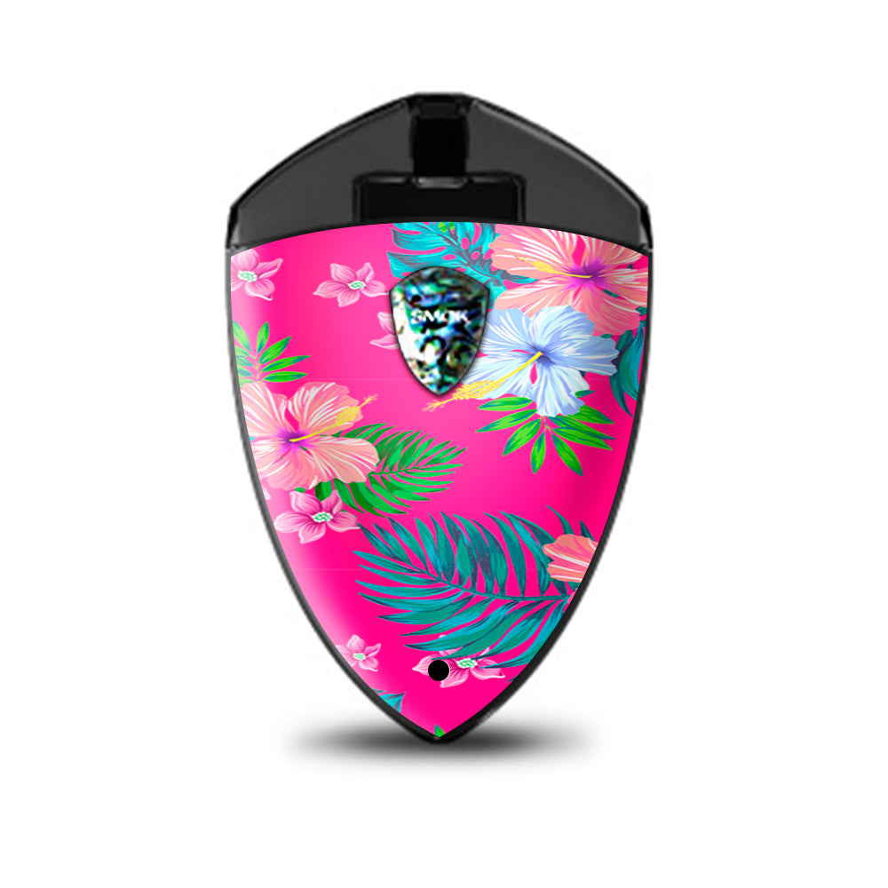  Pink Neon Hibiscus Flowers Smok Rolo Badge Skin