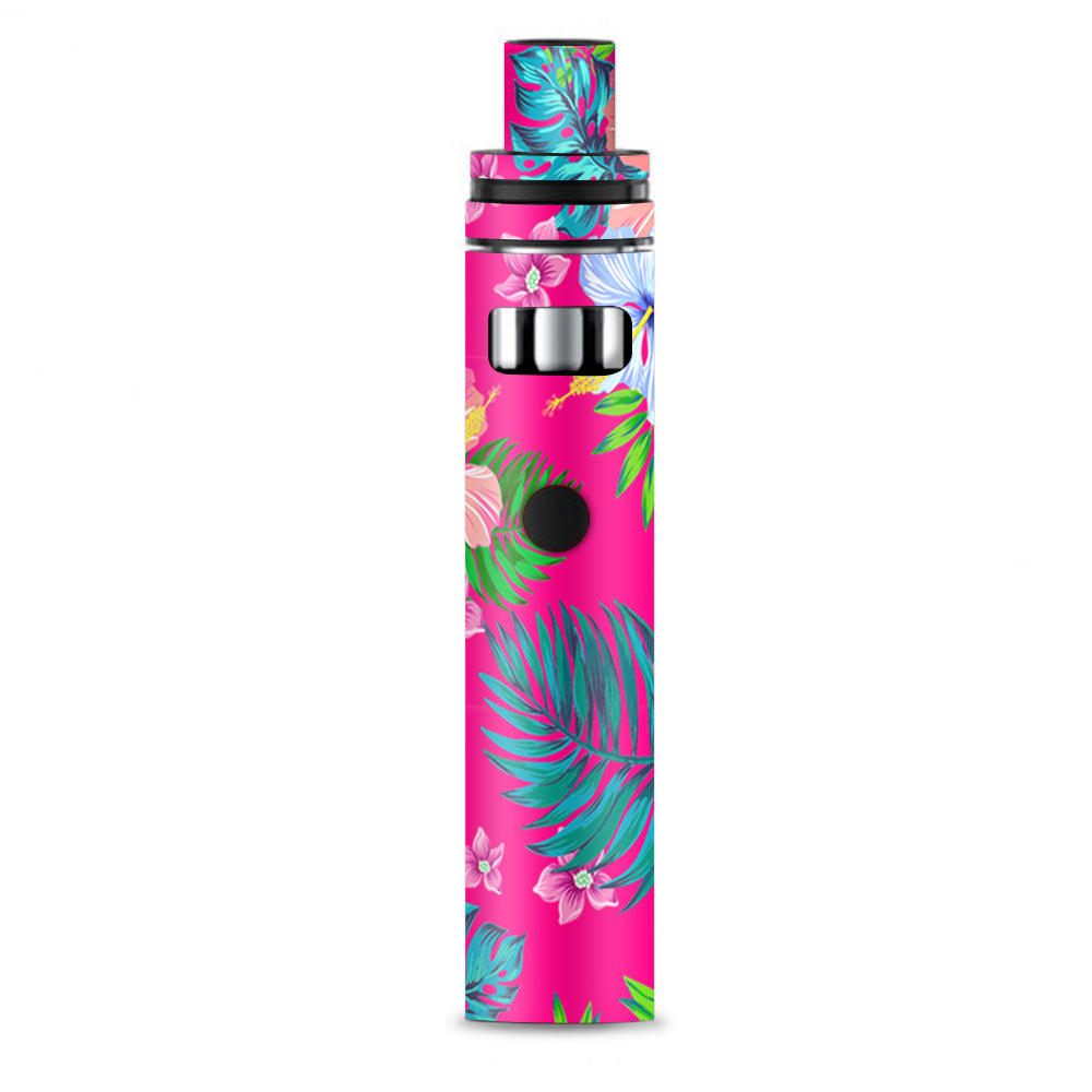  Pink Neon Hibiscus Flowers Smok Stick AIO Skin