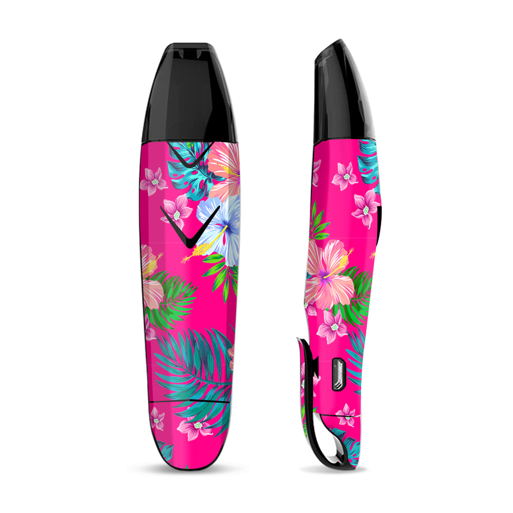 Skin Decal for Suorin Vagon  Vape / Pink Neon Hibiscus Flowers