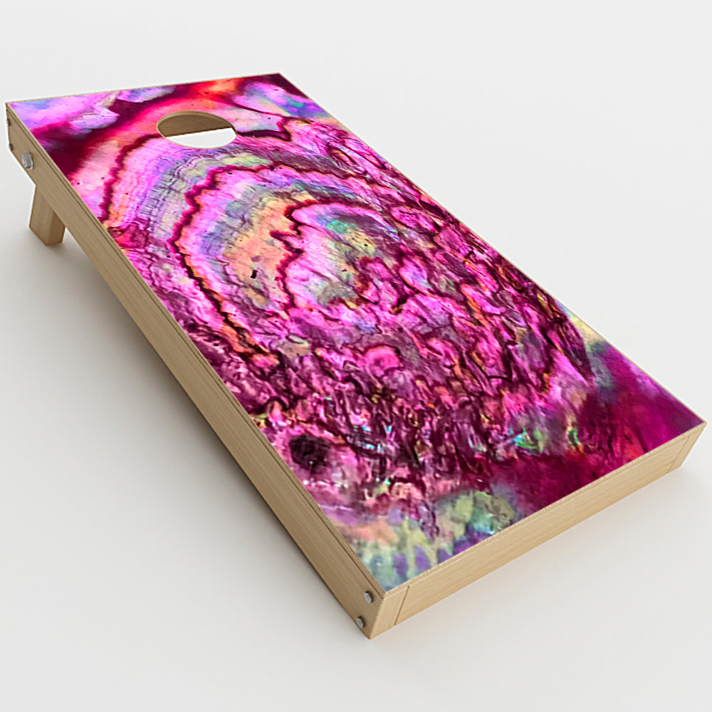  Pink Abalone Shell Sea Opal  Cornhole Game Board (2 pcs.) Skin
