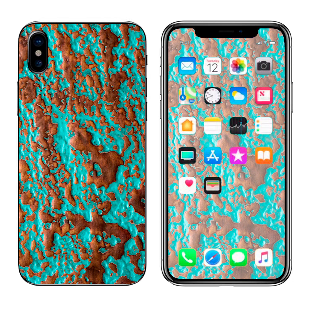  Blue Copper Patina Apple iPhone X Skin