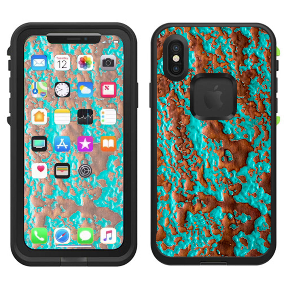  Blue Copper Patina Lifeproof Fre Case iPhone X Skin