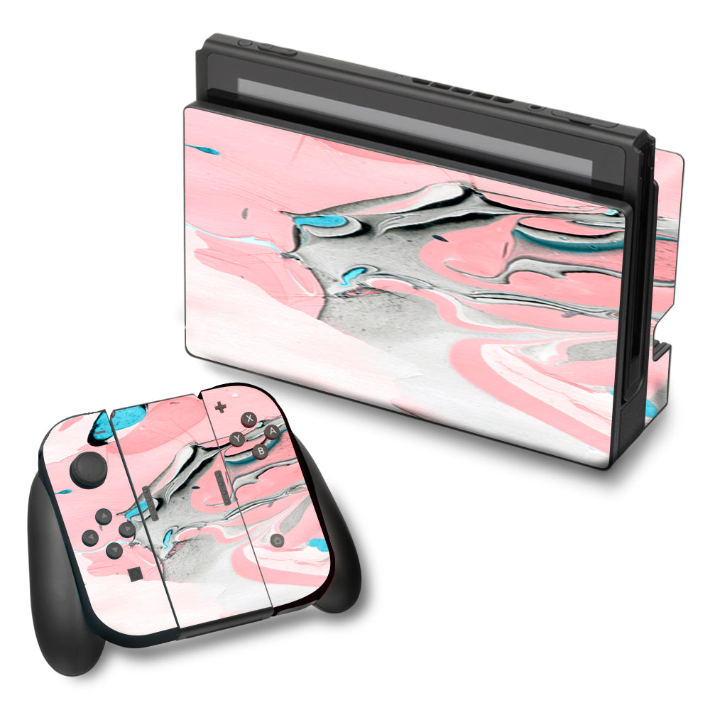  Pastel Marble Pink Blue Swirl Nintendo Switch Skin