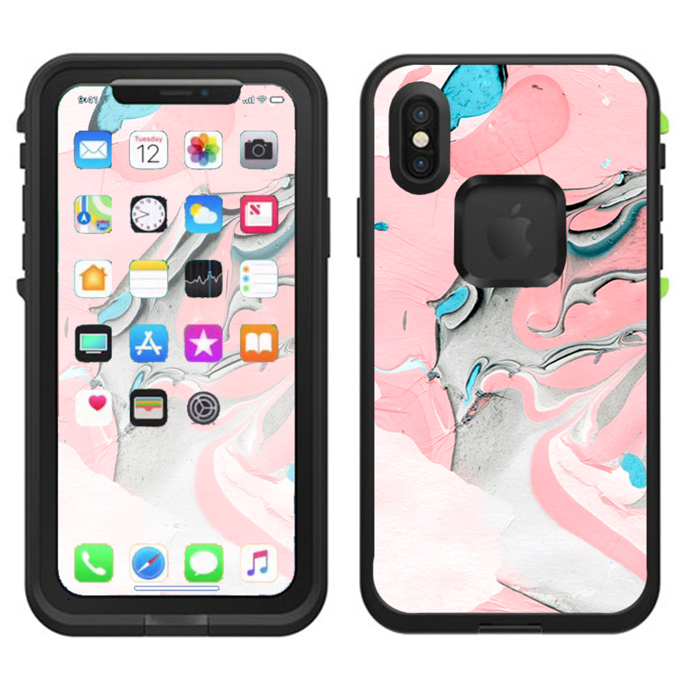  Pastel Marble Pink Blue Swirl Lifeproof Fre Case iPhone X Skin