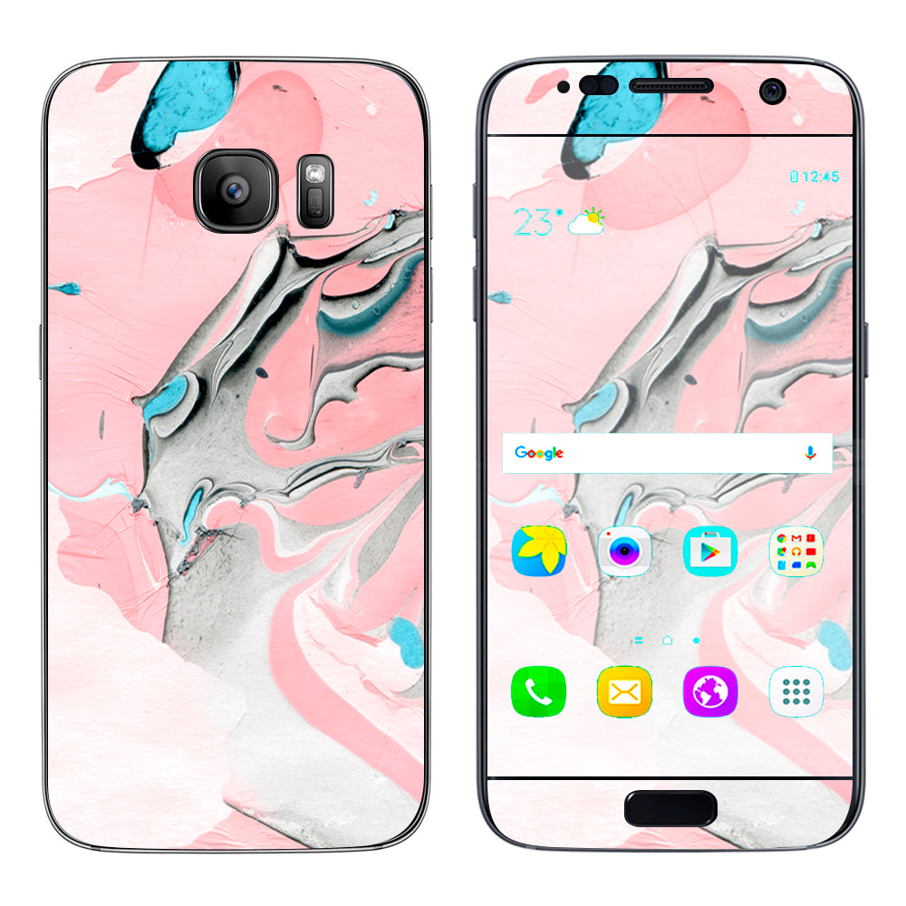  Pastel Marble Pink Blue Swirl Samsung Galaxy S7 Skin