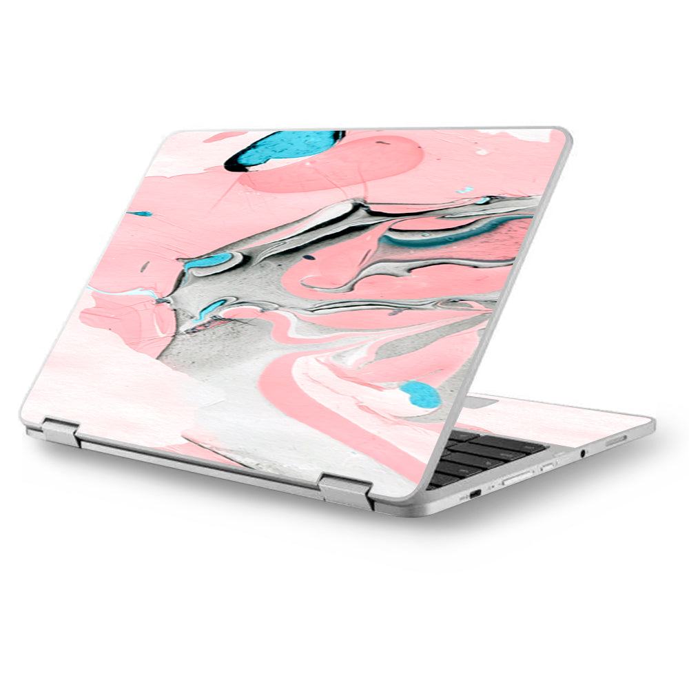  Pastel Marble Pink Blue Swirl Asus Chromebook Flip 12.5" Skin