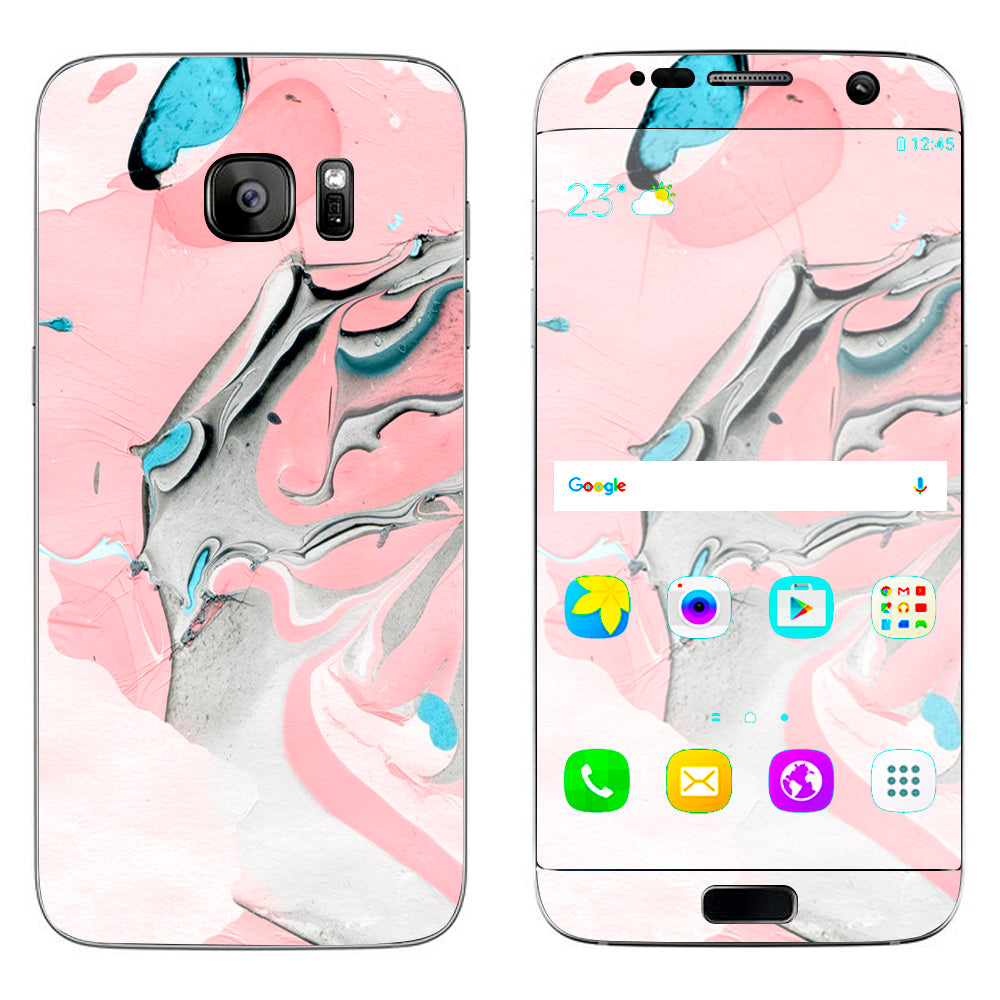  Pastel Marble Pink Blue Swirl Samsung Galaxy S7 Edge Skin
