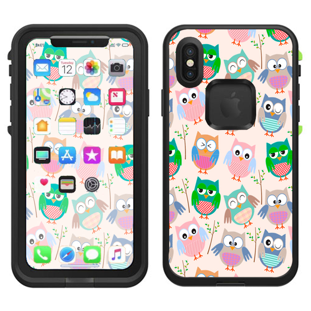  Cute Owls Pattern Cartoon Lifeproof Fre Case iPhone X Skin