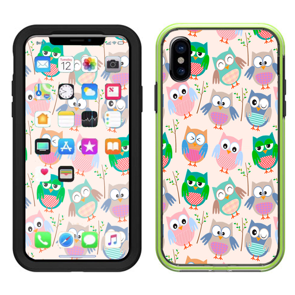  Cute Owls Pattern Cartoon Lifeproof Slam Case iPhone X Skin