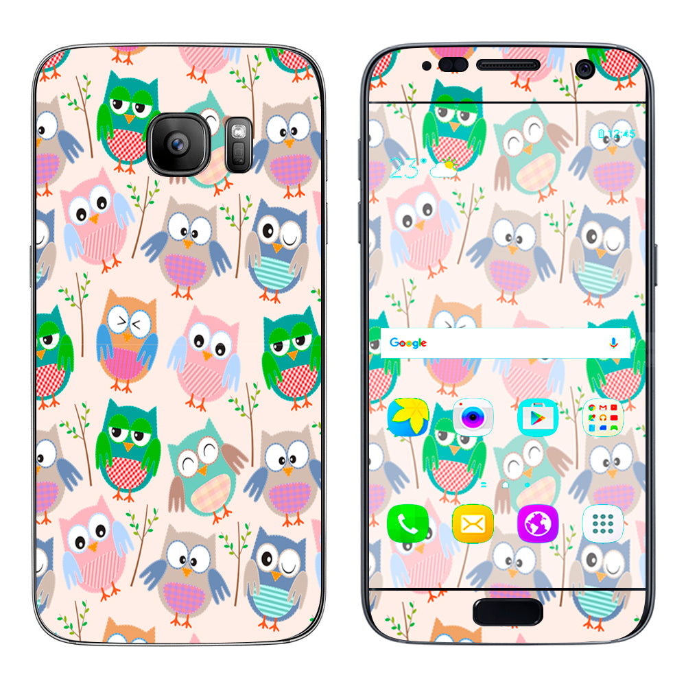  Cute Owls Pattern Cartoon Samsung Galaxy S7 Skin