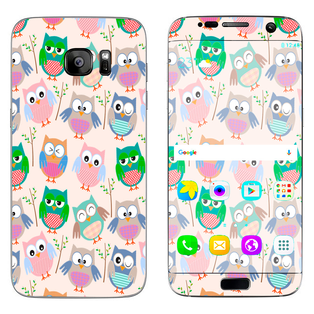  Cute Owls Pattern Cartoon Samsung Galaxy S7 Edge Skin