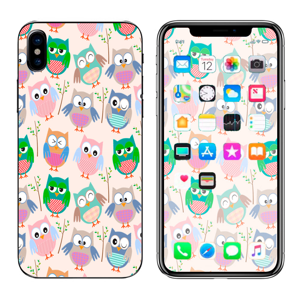  Cute Owls Pattern Cartoon Apple iPhone X Skin