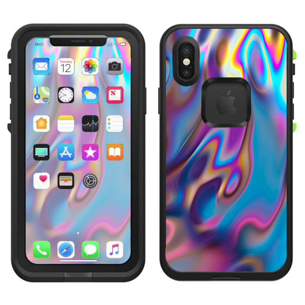  Opalescent Resin Marble Oil Slick Lifeproof Fre Case iPhone X Skin
