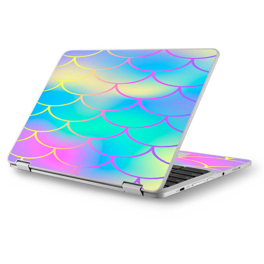  Pastel Colorful Mermaid Scales Asus Chromebook Flip 12.5" Skin