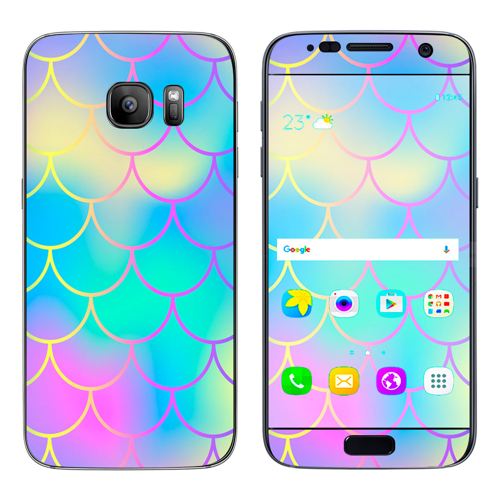  Pastel Colorful Mermaid Scales Samsung Galaxy S7 Skin