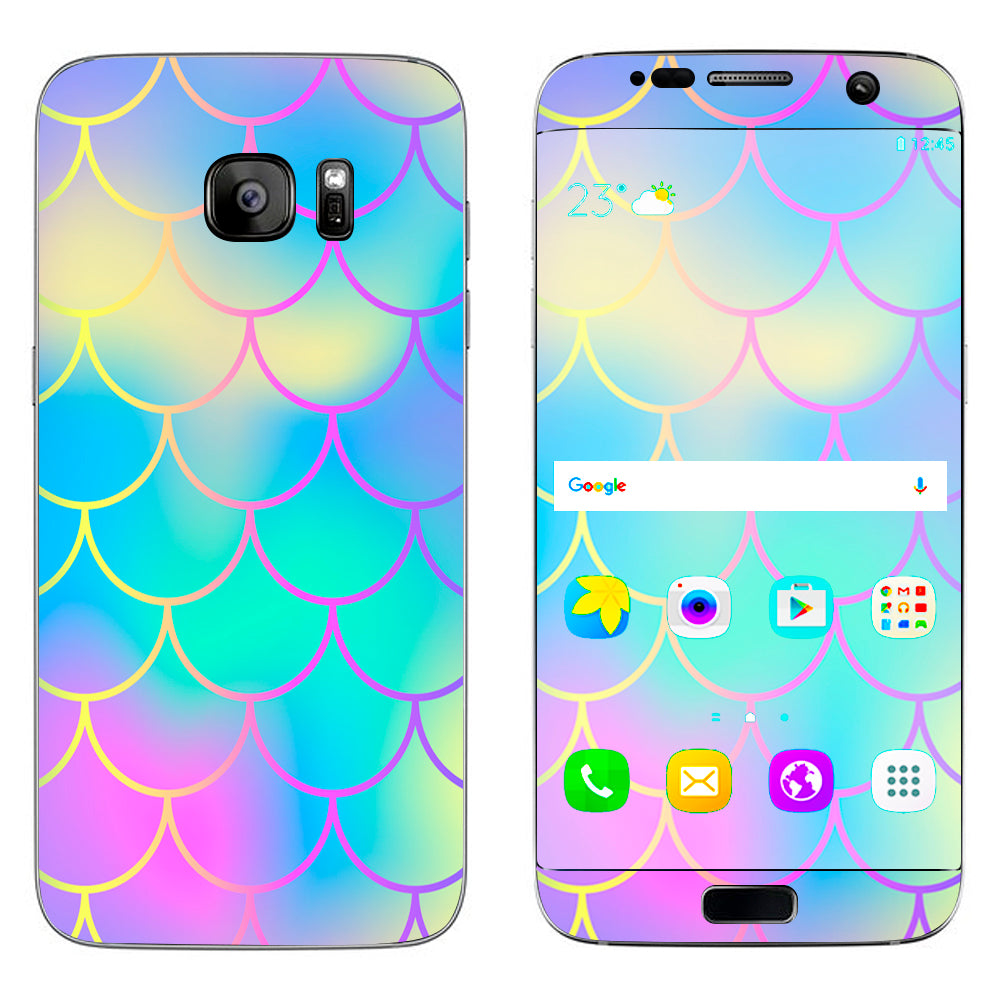  Pastel Colorful Mermaid Scales Samsung Galaxy S7 Edge Skin