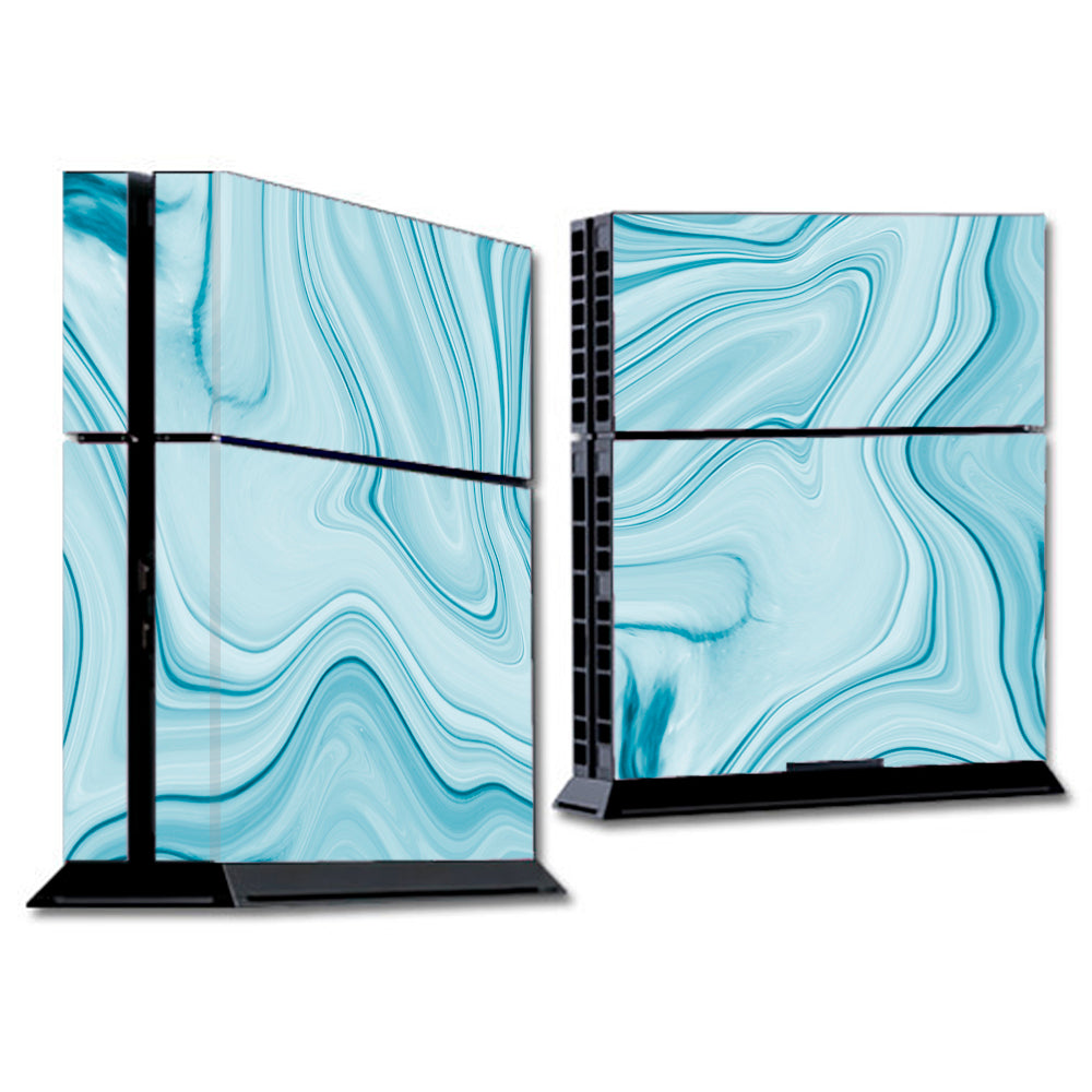  Baby Blue Ice Swirl Marble Sony Playstation PS4 Skin