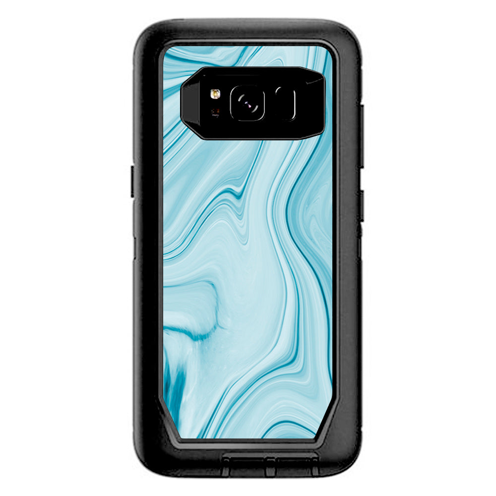 Baby Blue Ice Swirl Marble Otterbox Defender Samsung Galaxy S8 Skin