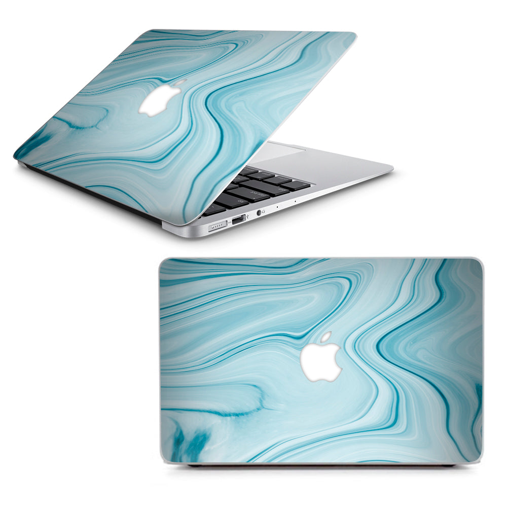  Baby Blue Ice Swirl Marble Macbook Air 13" A1369 A1466 Skin