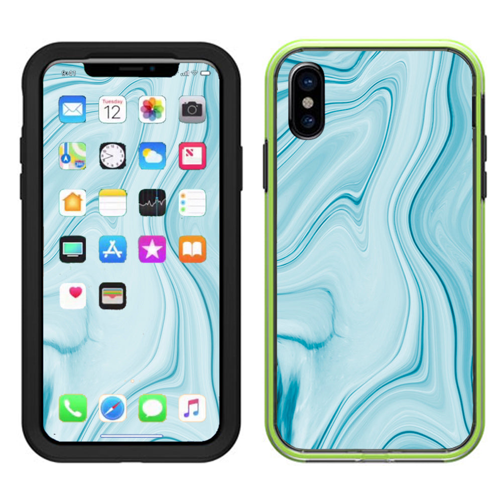  Baby Blue Ice Swirl Marble Lifeproof Slam Case iPhone X Skin