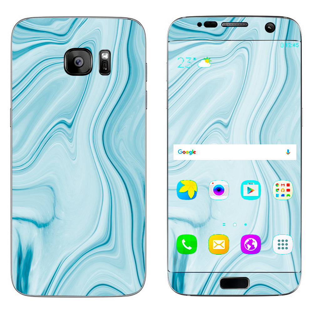  Baby Blue Ice Swirl Marble Samsung Galaxy S7 Edge Skin