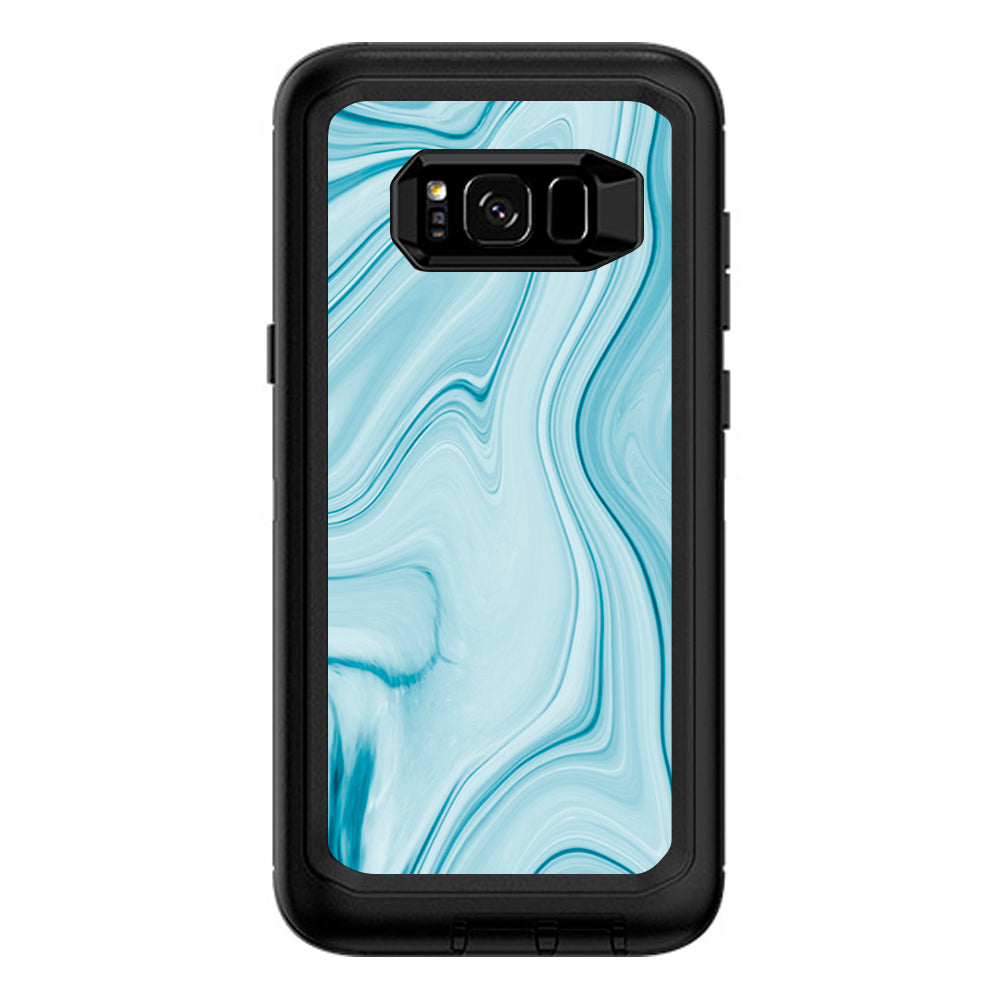  Baby Blue Ice Swirl Marble Otterbox Defender Samsung Galaxy S8 Plus Skin