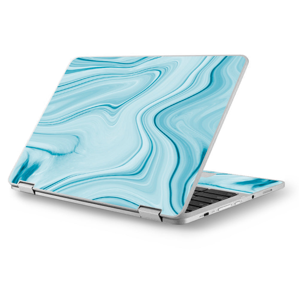  Baby Blue Ice Swirl Marble Asus Chromebook Flip 12.5" Skin