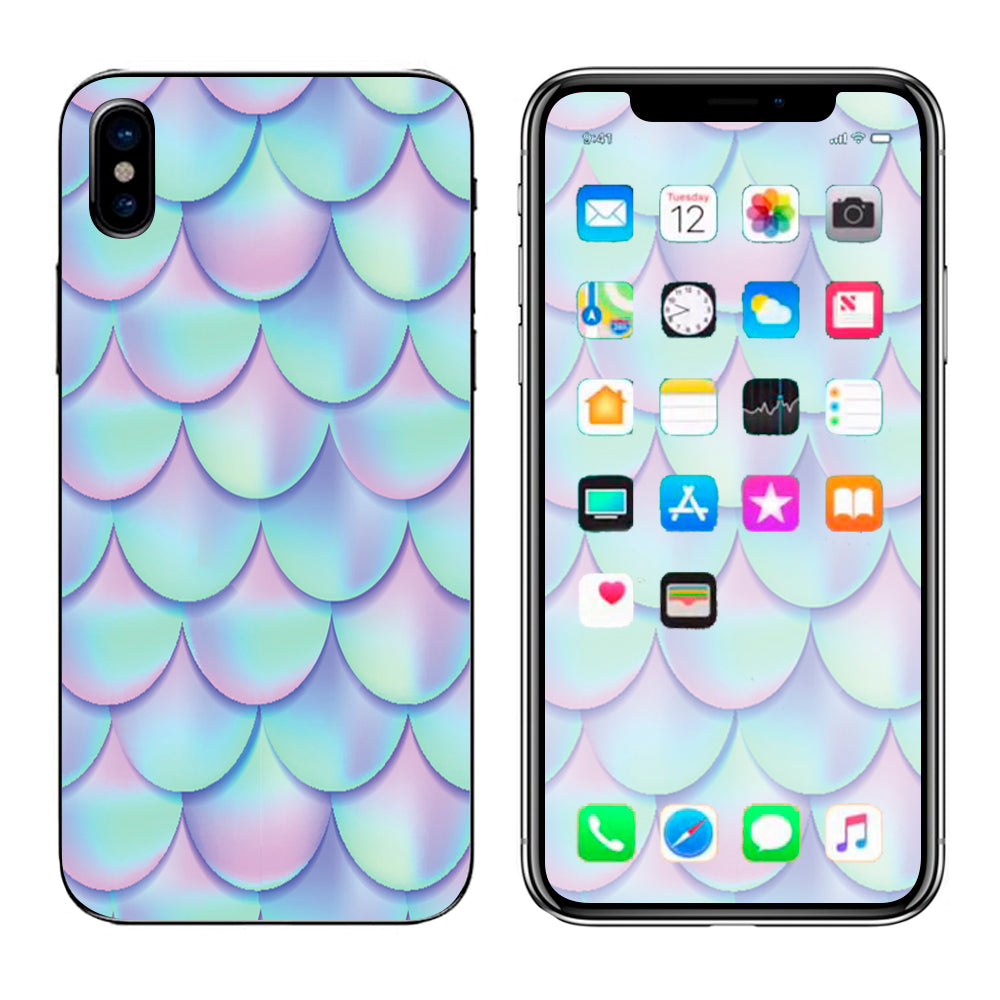  Mermaid Scales Blue Pink Apple iPhone X Skin