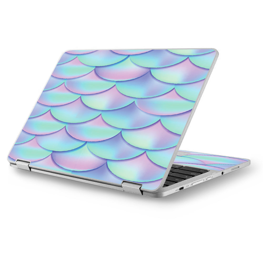  Mermaid Scales Blue Pink Asus Chromebook Flip 12.5" Skin
