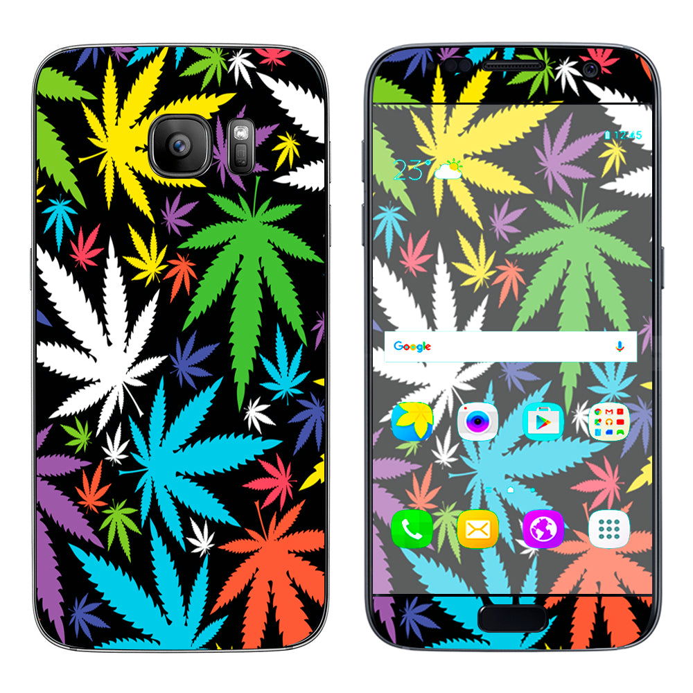  Colorful Weed Leaves Leaf  Samsung Galaxy S7 Skin